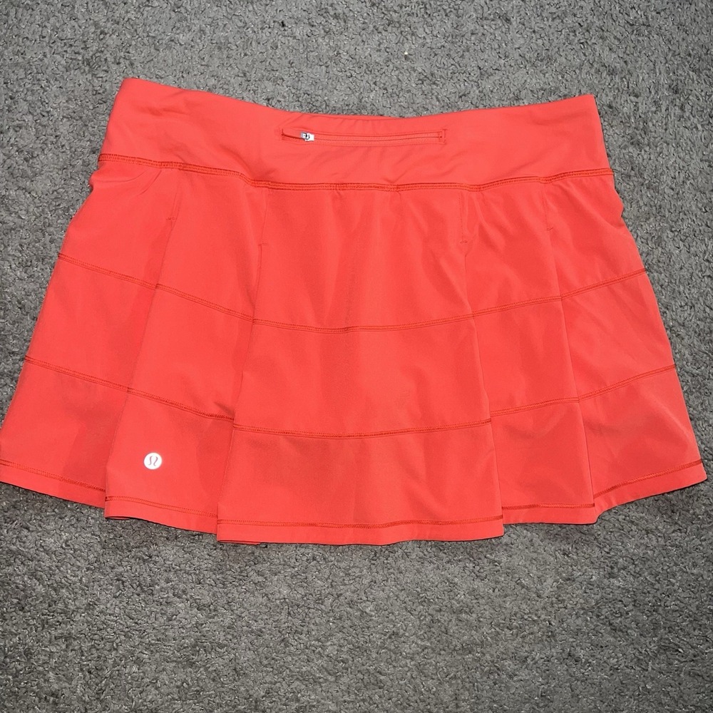 Lululemon Pace Rival Mid Rise Tennis Running Skirt Skort Red Size 10 Tall